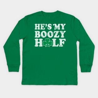 Hes The Boozy Half Couples St Patricks Day Kids Long Sleeve T-Shirt